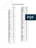 Lista de Elementos Químicos