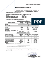 Certificado de Calidad: Cumple Con Los Siguientes Parámetros