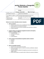 Evaluación Historia y Geografia Quinto Septiembre