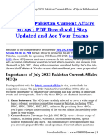 July 2023 Pakistan Current Affairs MCQs in PDF Download