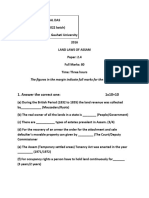 Solved Land Laws of Assam 2016 Paper