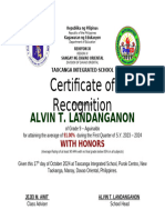 Certificate of Recognition