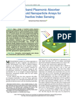 Narrowband Plasmonic Absorber Using Gold Nanoparticle Arrays For Refractive Index Sensing