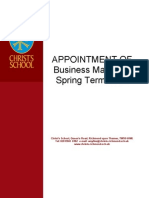 Appointment of Business Manager Spring Term 2012