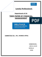 Lovely Professional University Term Paper 0F Financial Management