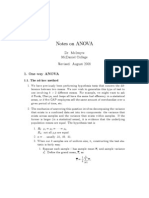 Notes On Anova: Dr. Mcintyre Mcdaniel College Revised: August 2005