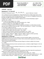 Devoir de Contrôle N°1 - Sciences Physiques - 3ème Sciences Exp (2022-2023) MR Mannai Houcine