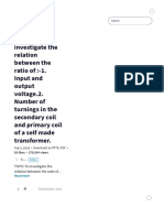 TOPIC-To Investigate The Relation Between - The Ratio of - 1. Input and Output Voltage. - 2. Number of Turnings in The - Secondary Coil and Primary Coil of A Self Made Transformer. - PDF