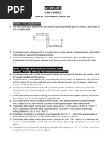 Motion in Straight Line Worksheet