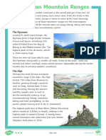 European Mountain Ranges Reading Comprehension