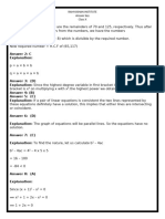 Class 10 Maths Question Paper Answer Key