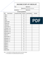 Machine Start-up Checklist - Extrusion