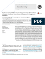 Local and Continental Determinants of Giant Anteater (Myrmecophaga Tridactyla) Abundance: Biome, Human and Jaguar Roles in Population Regulation