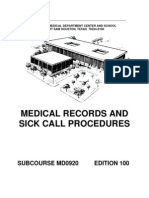 US Army Medical Course MD0920-100 - Medical Records and Sick Call Procedures