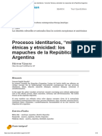 Procesos Identitarios, "Minorías" Étnicas y Etnicidad - Los Mapuches de La República Argentina