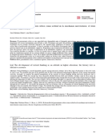 El Desarrollo Del Pensamiento Crítico Como Actitud en La Enseñanza Universitaria: El Texto Literario Como Recurso