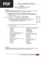 Part 5 Incomplete Sentences: Unit 17