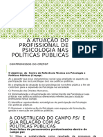 A Atuação Do Profissional de Psicologia Nas Políticas Públicas