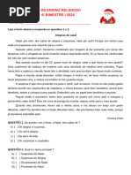 Avaliação de Ensino Religioso. - 3 Ano - 4º Bimestre