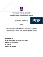 Thesis - Research Proposal - Challenges in Implementing Life Cycle Costing Among Consultants in Klang Valley, Selangor