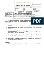 Science 8 Biology LAS 3 The Major Activities of The Digestion Process