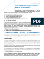 Nuestra Dignidad Humana y El Ejercicio de La Libertad Responsable