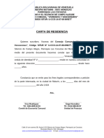 Carta de Residencia - Formato 2024