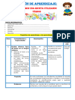 Segundo Grado ESCRIBIMOS - UNA - RECETA - UTILIZANDO VERBOS Grupo 4