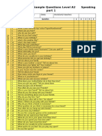 Cambridge Exam Sample Questions Level A2