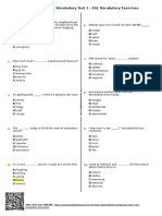 Pre Intermediate Vocabulary Test 1 – ESL Vocabulary Exercises