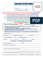 CADET COLLEGE ADMISSION FORM CLASS 6TH To 9TH 2025 PDF