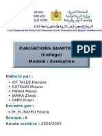 ÉVALUATIONS ADAPTATIVES COLLÈGE