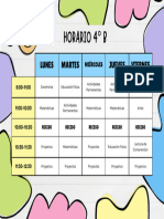 Horario Escolar Semanal Tabla Creativo Colorido