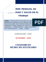 Informe Mensual Seguridad y Salud en El Trabajo Huaycoloro Setiembre-VAL03