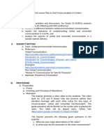 Semi Detailed Lesson Plan On Verbal and Nonverbal Communication