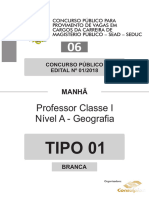 Consulplan 2018 Seduc Pa Professor Classe I Geografia Prova