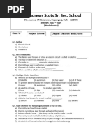 Science - Electricity and Circuits Worksheet (VI) 2023