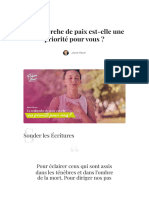 La Recherche de Paix Est-Elle Une Priorité Pour Vous