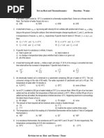 Revision Test On Heat & Thermodynamics