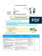 D1 A1 SESIÓN Presentación de La Experiencia