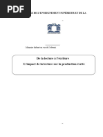 De La Lecture À L'écriture L'Impact de La Lecture Sur La Production Écrite (Cas Des Apprenants de 5éme Année Primaire)