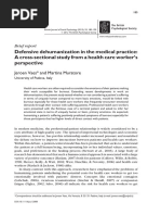 Defensive Dehumanization in The Medical Practice: Across-Sectional Study From A Healthcareworker's Perspective