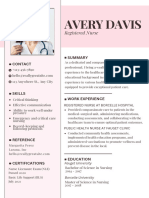 Pink Simple Modern Photo Nursing Resume