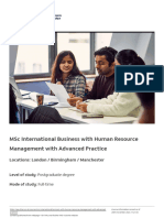 MSC International Business With Human Resource Management With Advanced Practice