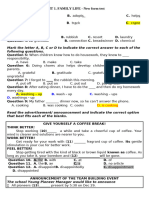 UNIT 1. FAMILY LIFE - New Form Test: A. B. C. D