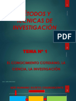 Tema 1 El Conocimiento Cotidiano. La Ciencia, La Investigación