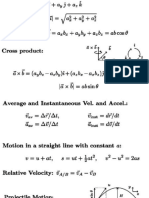 Physics List of Important Formulas Class 11