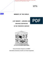 Memory of The World - Lost Memory - Libraries and Archives Destroyed in The Twentieth Century