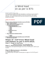 Roof Truss Wind Load Calculation as Per is 875