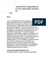 Discuss and Brief The Organisational With Respect To The Stakeholder and Their Relation To The Firm